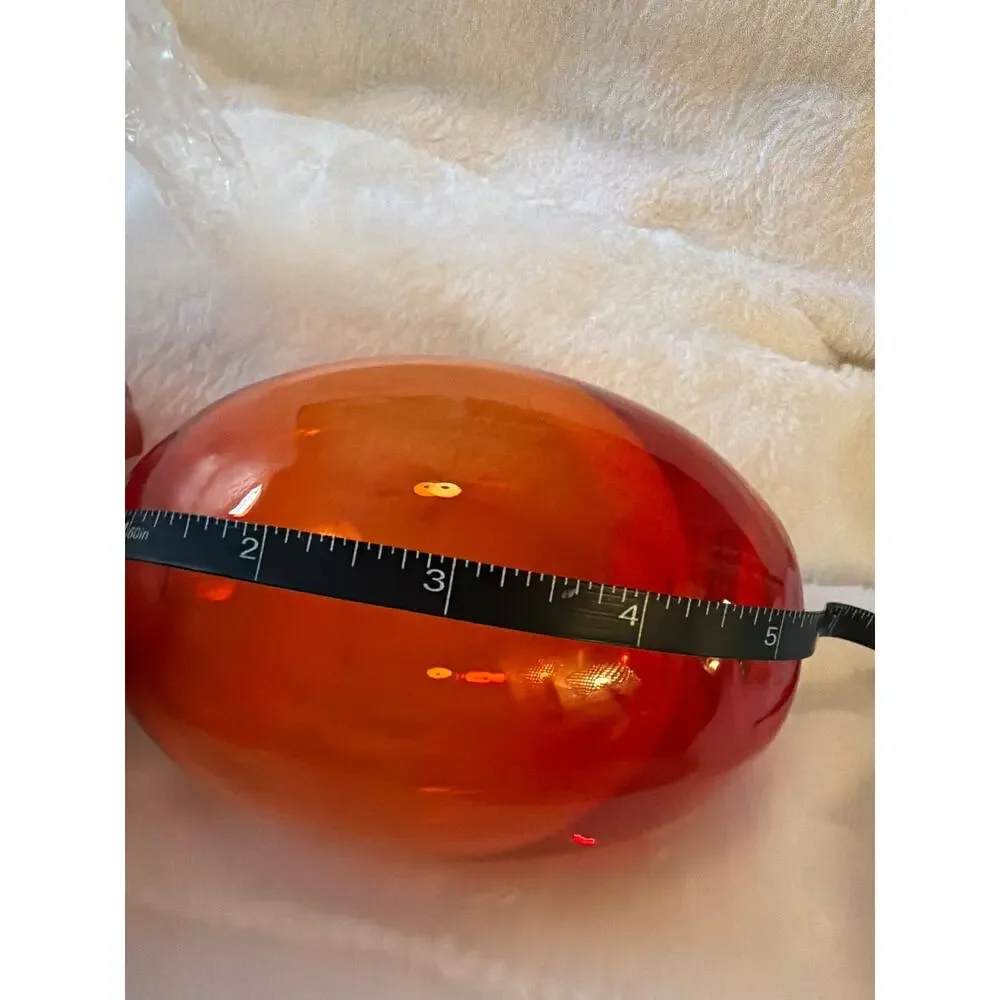MCM Unsigned Art Glass Amberina Red Orange Ovoid Vase Rounded Heavy 5